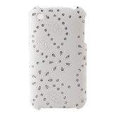 Flores capa padrão diamante duro para iPhone 3G e 3GS (branc