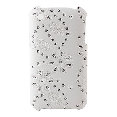 Flores capa padrão diamante duro para iPhone 3G e 3GS (branc